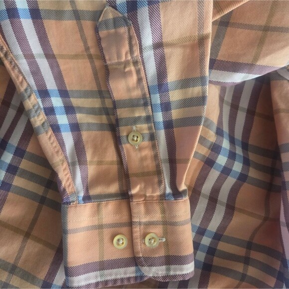 Burberry London Nova Check Plaid Long Sleeve Button Front Cotton Twill Shirt M - Picture 4 of 15